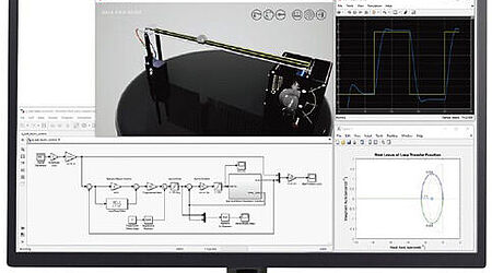 Computerbildschirm mit Kurvendiagrammen und elektrisschen Schaltungen